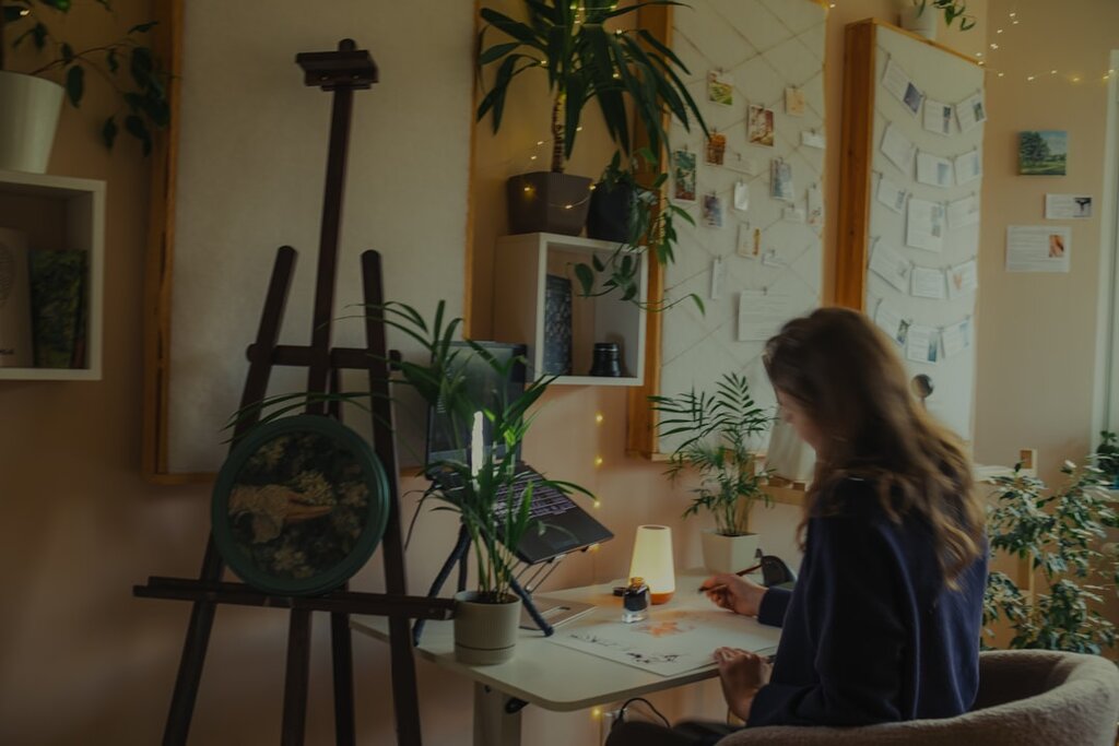 Illustration representing calm focus and offline life