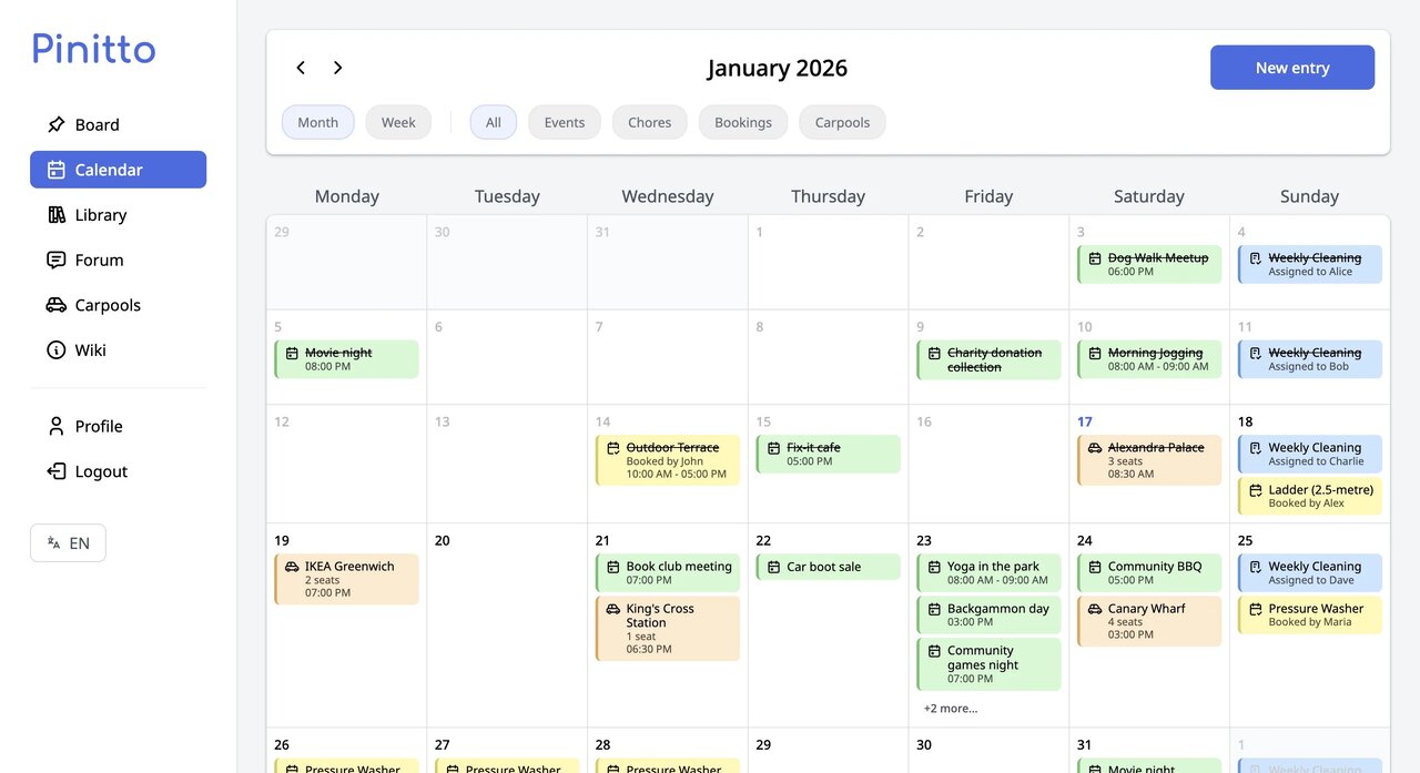 Pinitto calendar feature image