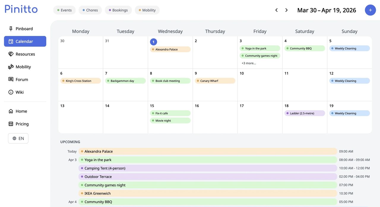 Pinitto calendar feature image